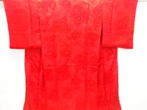 アンティーク　綸子花薬玉模様織り出し長襦袢